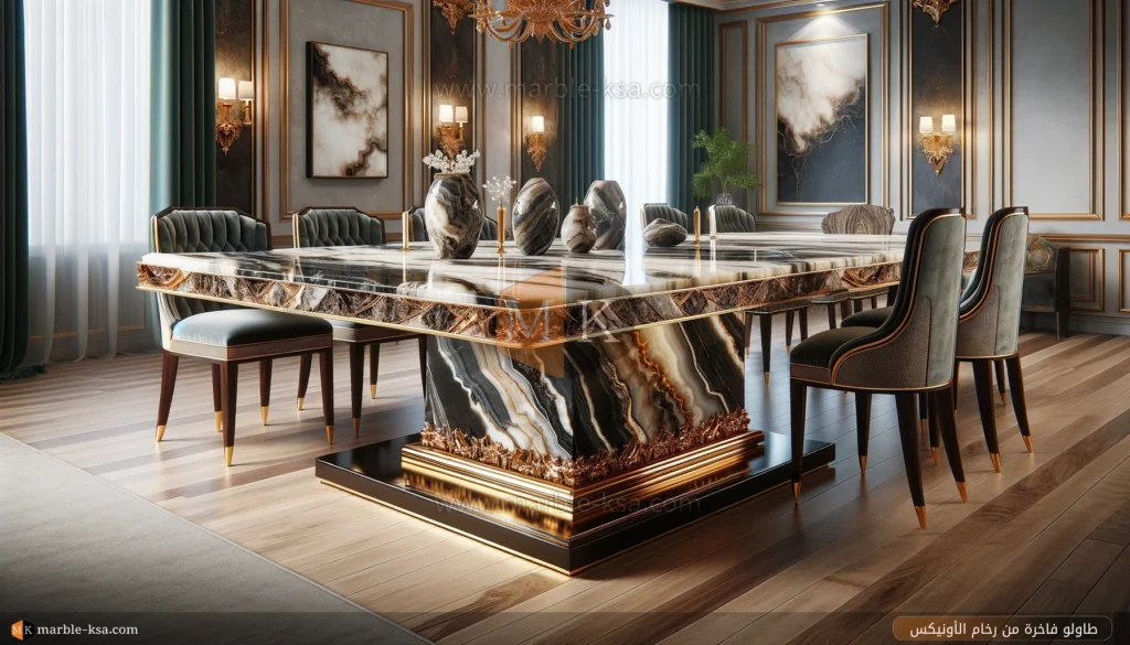 طاولة فاخرة من رخام الأونيكس